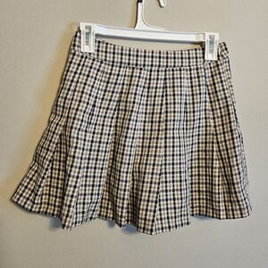 Altar'd State Pleated Skate School Girl Skort Small Black and Tan